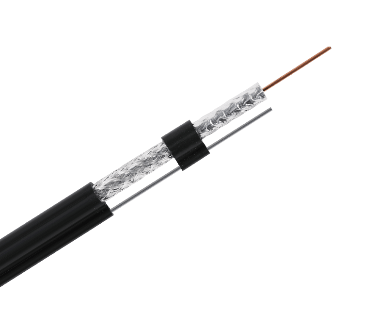 RG6MF ซีรี่ส์ 75 โอห์ม สายโคแอกเชียลมาตรฐาน—เทปเดี่ยว & ถักเปียพร้อม Messenger, Jelly